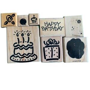 Stampin Up Bold Birthday Rubber Stamps Set Birthday Cake Gift Party Designs
